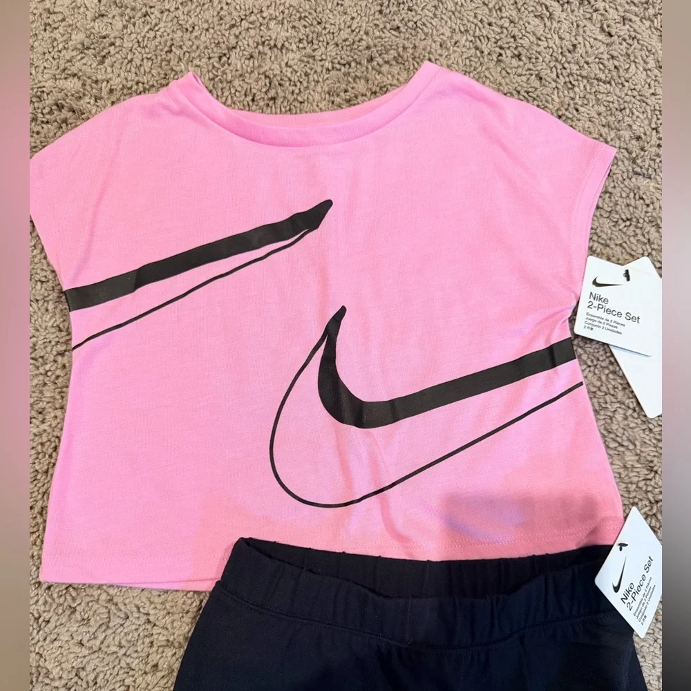Nike Pink Top and Black Athletic Shorts Set